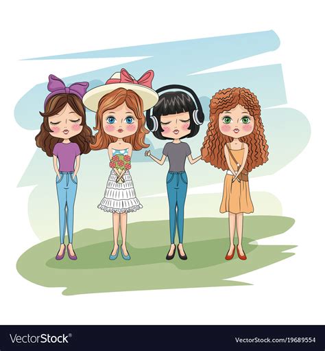 four girl friends cartoon images|More.